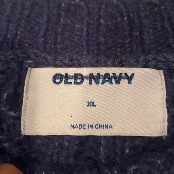 OLD NAVY blue open knit ruffle sweater size XL wool blend - Picture 4 of 7